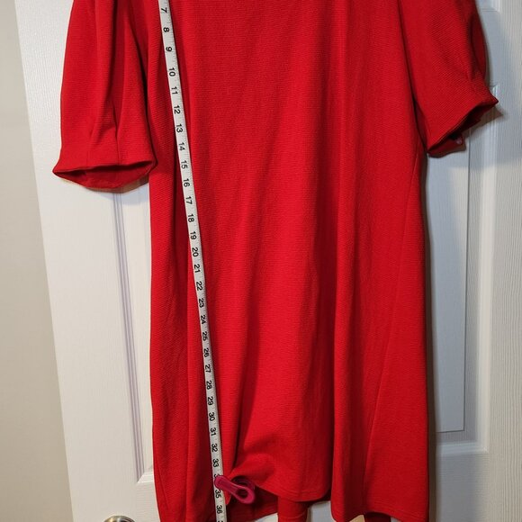 Current Air Los Angeles Belted Puff Sleeve Dress Red - Picture 7 of 7